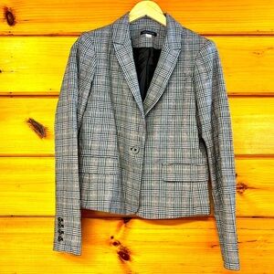 Tommy Hilfiger Houndstooth One Button Long Sleeve Lined Collared Jacket 4